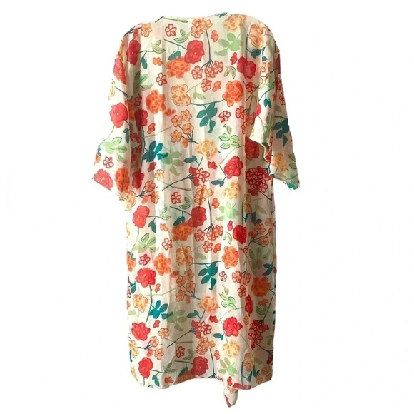 LuLaRoe | Cream Floral Sheer Waterfall Front Kimono Size M - Picture 4 of 9